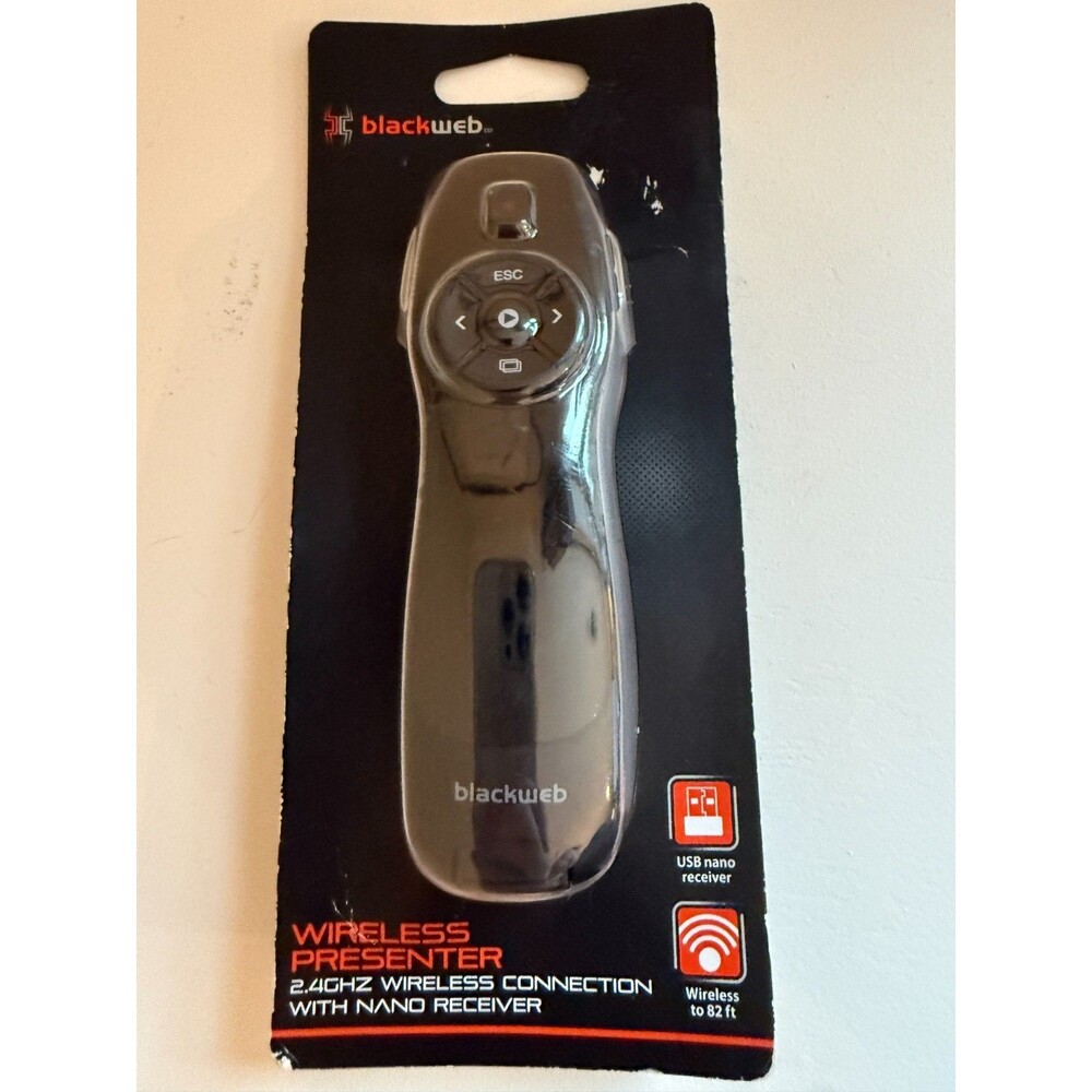 BlackWeb 2.4GHz Wireless Presenter 82 ft. Range Laser Pointer Control